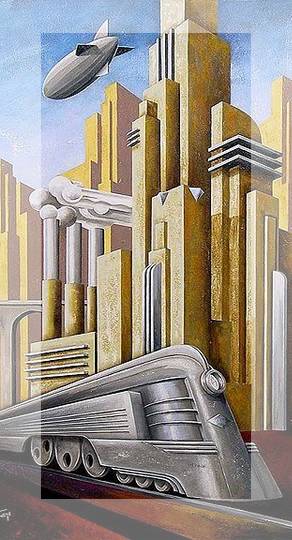 Snippets Pub - Home. Image: Art Deco - Zeppelin, Buildings and Train