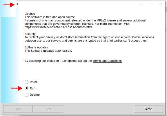 DW-Service Terms and Conditions for Install or Run.